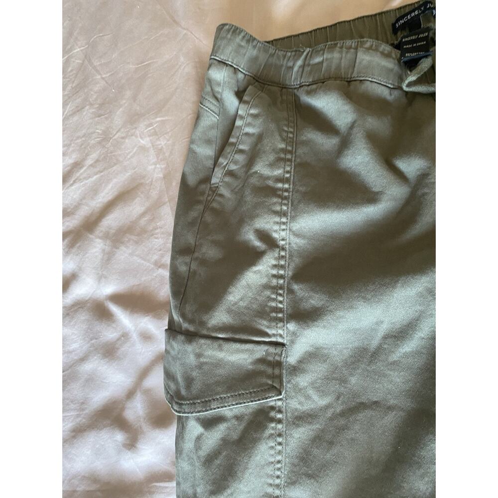 Sincerely Jules Army Green Cargo Moto Joggers Size XL Drawstring Side Pockets - Picture 5 of 8